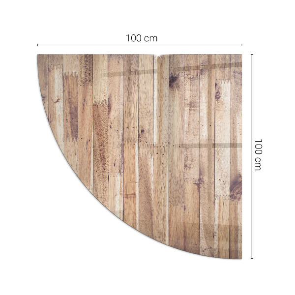 Vetro sotto il camino a quarto di cerchio Motivo in legno disposto geometricamente