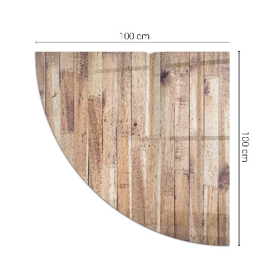 Vetro sotto il camino a quarto di cerchio con motivo in legno disposto in forma geometrica