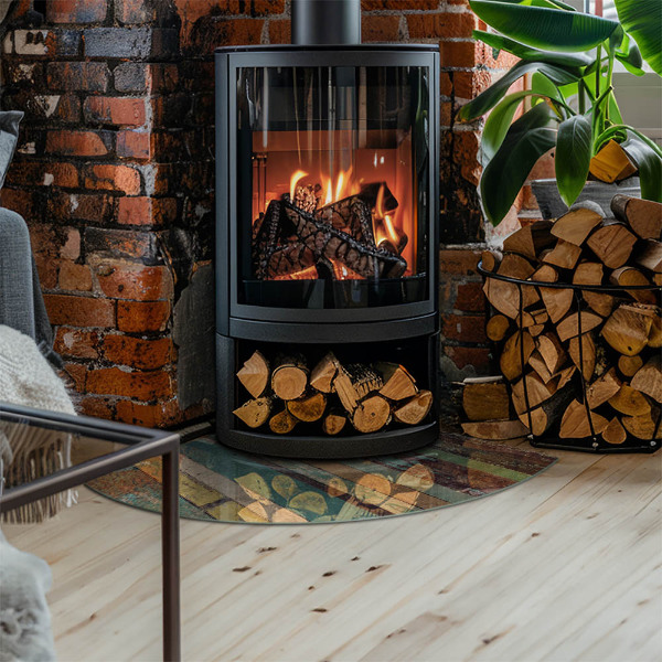 Vetro sotto stufa a quarto di cerchio in vari colori e tonalità del pannello