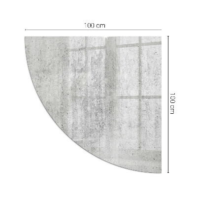 Vetro sotto il camino a quarto di cerchio con struttura in cemento grezzo