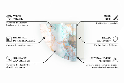 Vetro sotto stufa a quarto di cerchio con stampa a schema di forme tridimensionali