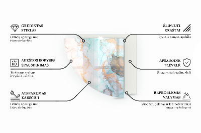 Vetro sotto stufa a quarto di cerchio con stampa a schema di forme tridimensionali