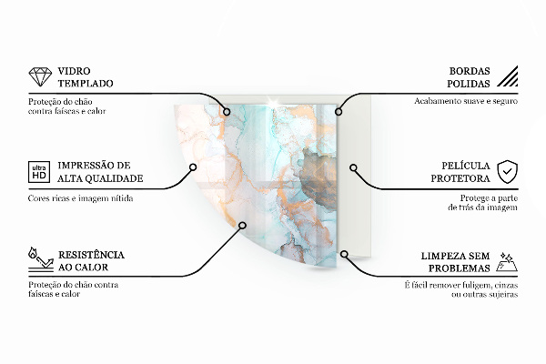 Vetro sotto stufa a quarto di cerchio con stampa a schema di forme tridimensionali