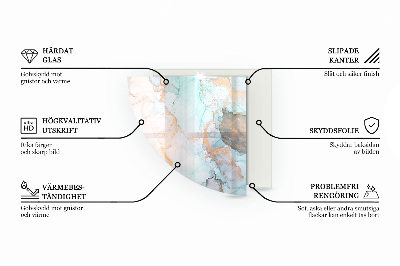 Vetro sotto stufa a quarto di cerchio con stampa a schema di forme tridimensionali