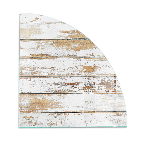 Vetro sotto stufa a quarto di cerchio con motivo di tavola di legno arrugginita