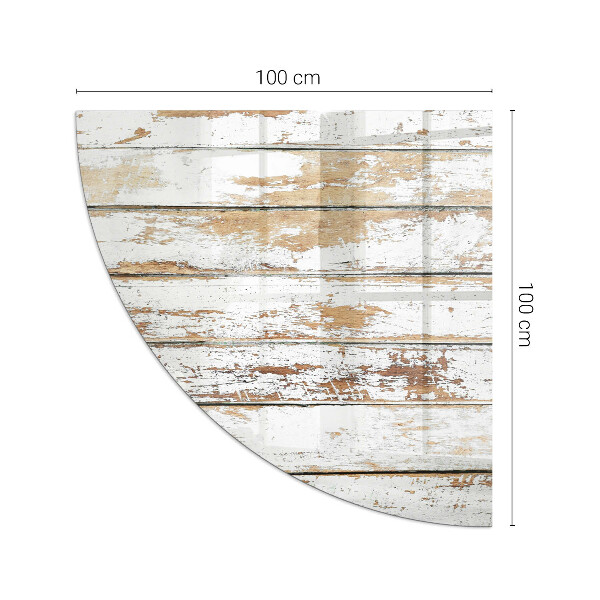Vetro sotto stufa a quarto di cerchio con motivo di tavola di legno arrugginita