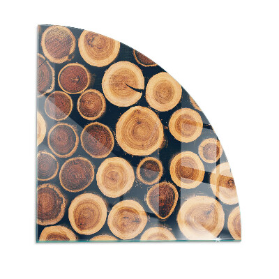 Vetro sotto il camino a quarto di cerchio con scatola e cornice in legno