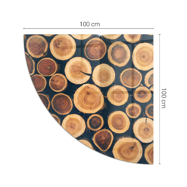 Vetro sotto il camino a quarto di cerchio con scatola e cornice in legno