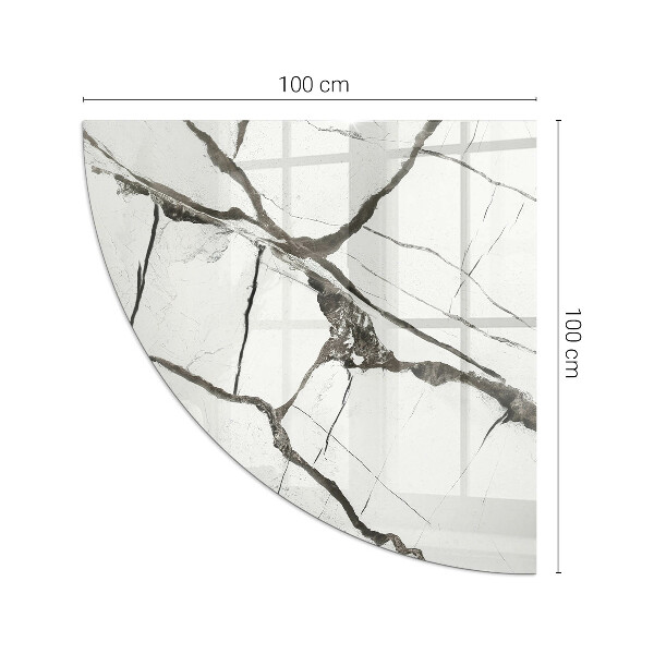 Vetro sotto il camino a quarto di cerchio Venature di marmo in uno stile elegante