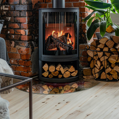 Vetro sotto stufa a quarto di cerchio con motivo floreale a piena fioritura