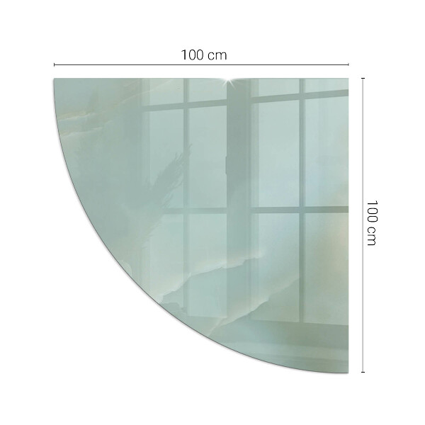 Vetro sotto il camino a quarto di cerchio con motivo marmorizzato in tonalità delicate