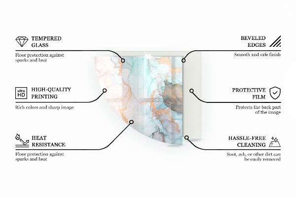 Vetro sotto il camino a quarto di cerchio di colore grigio