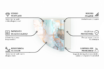 Vetro sotto il camino a quarto di cerchio di colore bianco