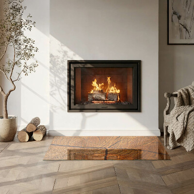 Vetro sotto stufa rettangolare Una sezione trasversale del legno con venature ben definite.