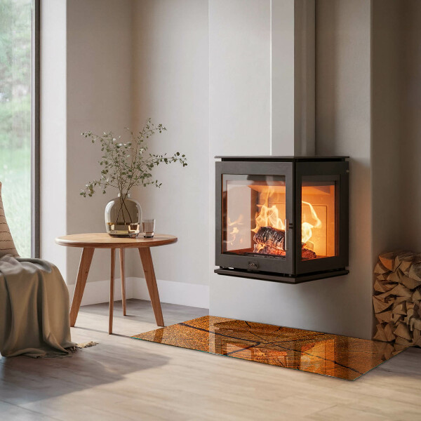 Vetro sotto stufa rettangolare Una sezione trasversale del legno con venature ben definite.