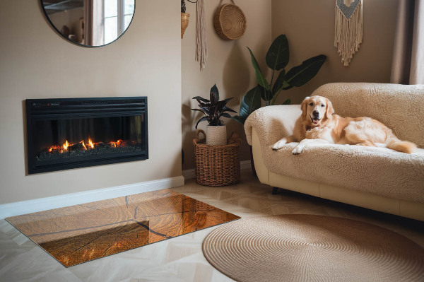 Vetro sotto stufa rettangolare con motivo a sezione trasversale del legno con venature ben definite