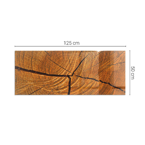Vetro sotto stufa rettangolare Una sezione trasversale del legno con venature ben definite.