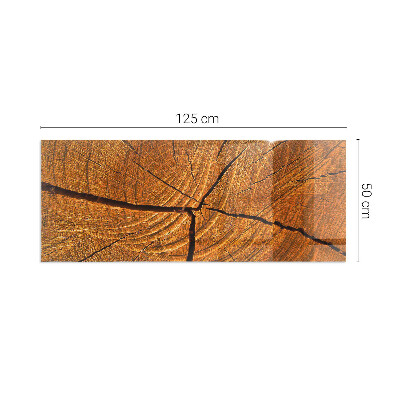 Vetro sotto stufa rettangolare Una sezione trasversale del legno con venature ben definite.