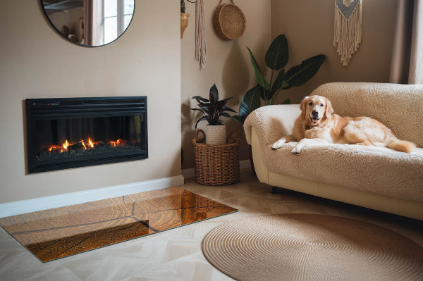 Vetro sotto stufa rettangolare con motivo a sezione trasversale del legno con venature ben definite