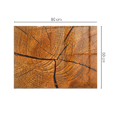 Vetro sotto stufa rettangolare Una sezione trasversale del legno con venature ben definite.