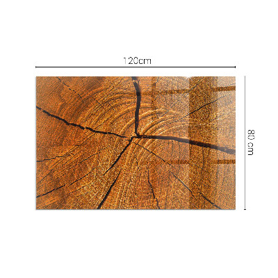Vetro sotto stufa rettangolare Una sezione trasversale del legno con venature ben definite.