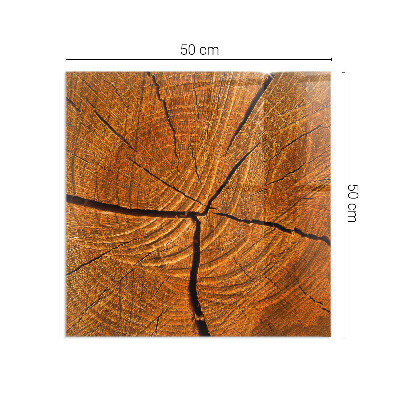 Vetro sotto stufa rettangolare Una sezione trasversale del legno con venature ben definite.