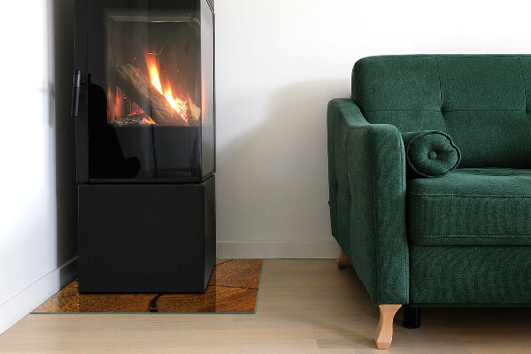 Vetro sotto stufa rettangolare con motivo a sezione trasversale del legno con venature ben definite