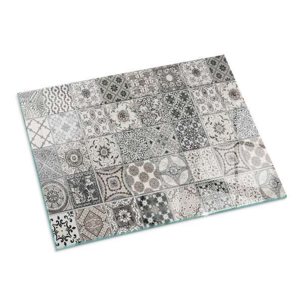 Vetro sotto stufa rettangolare con eleganti motivi decorativi adatti a piastrelle