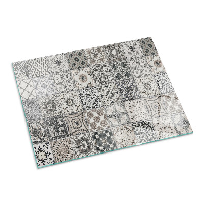 Vetro sotto stufa rettangolare con eleganti motivi decorativi adatti a piastrelle