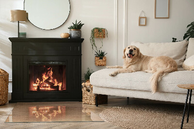 Vetro sotto stufa rettangolare in finitura legno dallo stile naturale