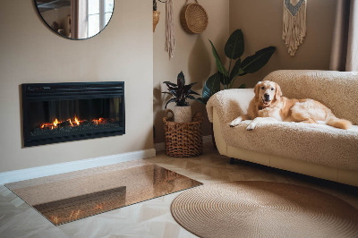 Vetro sotto stufa rettangolare in finitura legno dallo stile naturale