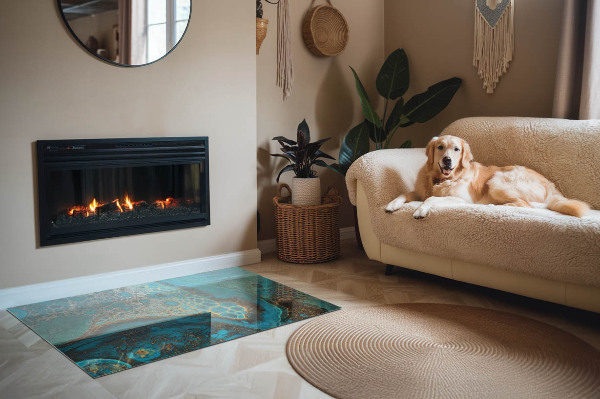 Vetro sotto stufa con motivo espressivo dalla forma organica