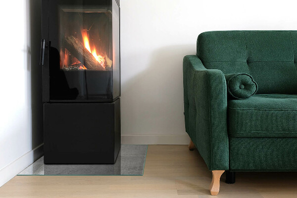 Vetro sotto stufa con motivo in cemento a vista