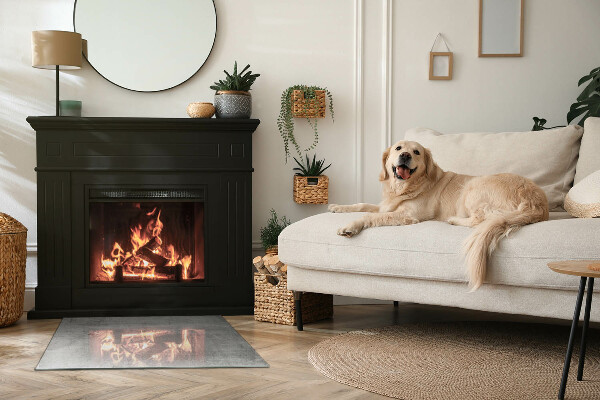 Vetro sotto stufa con motivo in cemento a vista