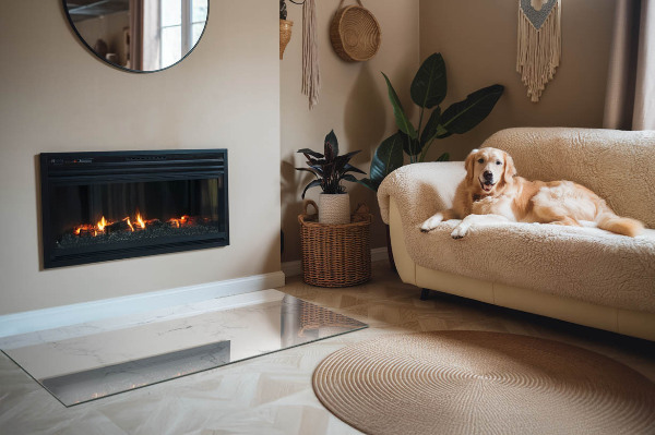 Vetro sotto stufa con motivo marmorizzato e venature eleganti