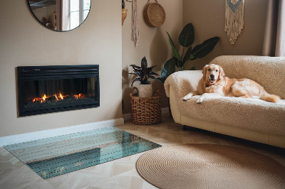 Vetro sotto stufa rettangolare con finitura effetto assi in stile rustico