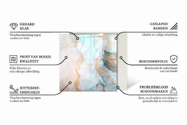 Vetro sotto stufa con motivi decorativi a mosaico