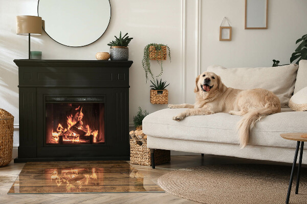 Vetro sotto stufa con venature del legno