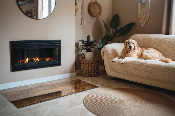 Vetro sotto stufa con venature del legno