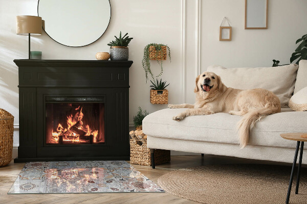 Vetro sotto stufa rettangolare con motivo a piastrelle decorate in stile mosaico