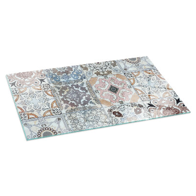 Vetro sotto stufa rettangolare con motivo a piastrelle decorate in stile mosaico