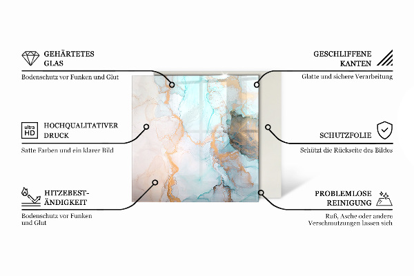 Vetro sotto stufa rettangolare Finitura effetto pietra