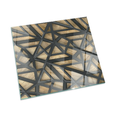 Vetro sotto stufa Motivi geometrici su sfondo effetto legno