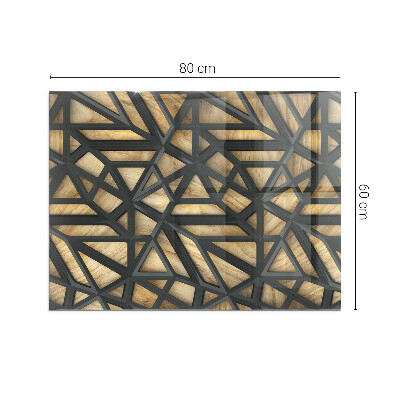 Vetro sotto stufa con motivi geometrici su sfondo effetto legno