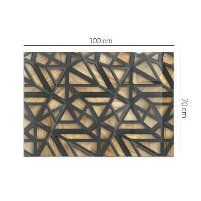 Vetro sotto stufa con motivi geometrici su sfondo effetto legno