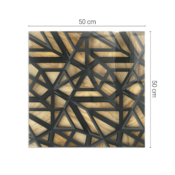Vetro sotto stufa Motivi geometrici su sfondo effetto legno