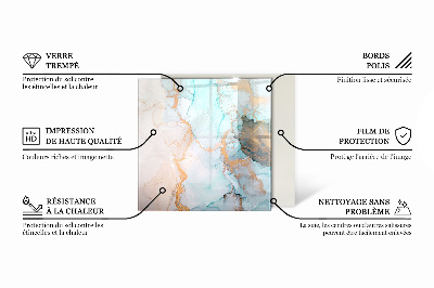 Vetro sotto stufa con motivi geometrici su sfondo effetto legno
