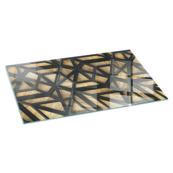 Vetro sotto stufa Motivi geometrici su sfondo effetto legno