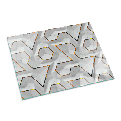 Vetro sotto stufa rettangolare Modello astratto 3D