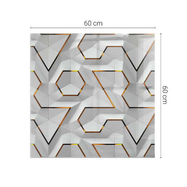 Vetro sotto stufa rettangolare Modello astratto 3D